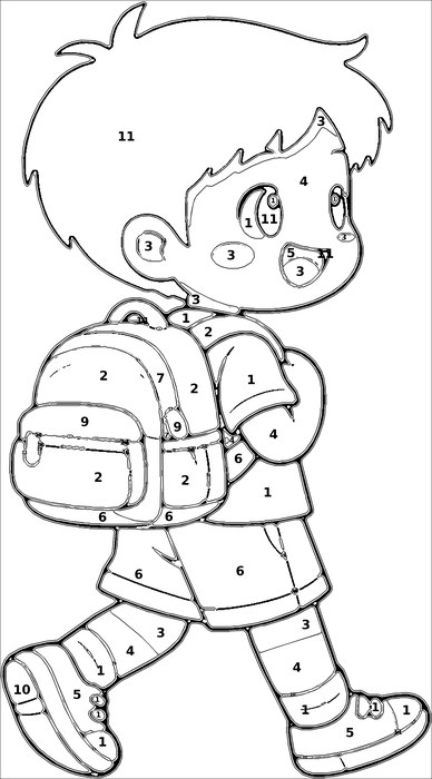 Boy with Backpack — coloring page preview